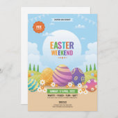 イースターパーティの招待状パーティーチラシ 招待状 (正面/裏面)