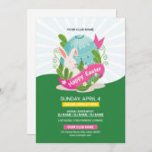 イースターパーティの招待状フライヤーテンプレート 招待状 (正面/裏面)