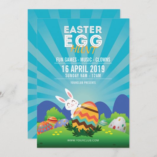 イースターパーティの招待状 招待状 (正面/裏面)