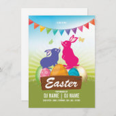 イースターパーティの招待状 招待状 (正面/裏面)