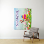 イースターパーティーイースターバニーエッグ狩り春の花 タペストリー (インサイチュ)