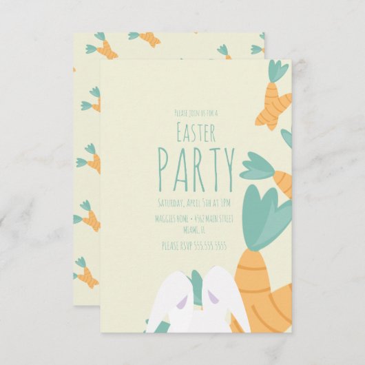 イースターパーティーキャロットバニーイベント 招待状 (正面/裏面)