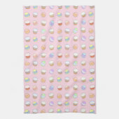 イースターパーティーケーキと卵かわいいパターン キッチンタオル (縦)