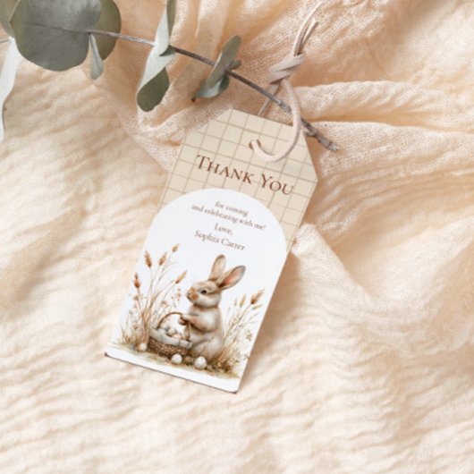 イースターパーティーバニーベージュボホサンキュー ギフトタグ