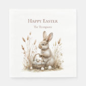 イースターパーティーバニーベージュボホ スタンダードランチョンナプキン (正面)