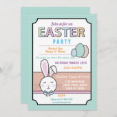 イースターパーティーバニー卵の宝探し招待状 ミント 招待状 (正面/裏面)