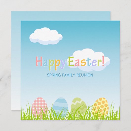 イースターパーティーファミリー懇親会招待 招待状 (正面/裏面)