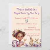 イースターパーティーフローラかわいい女の子とブンニー シーズンカード (正面)