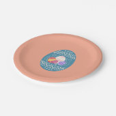 イースターパーティープレートとオレンジにターコイズ卵 ペーパープレート (アングル)