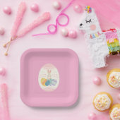 イースターパーティープレートピンクの卵のバラ背景 ペーパープレート (パーティー)