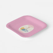 イースターパーティープレートピンクの卵のバラ背景 ペーパープレート (傾斜あり)