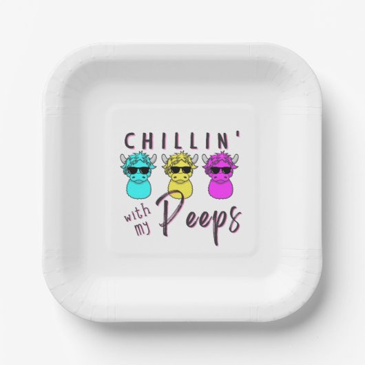 イースターパーティープレートピープフュウイースター牛 ペーパープレート (正面)