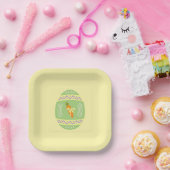 イースターパーティープレート緑の卵の黄色の背景 ペーパープレート (パーティー)