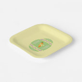 イースターパーティープレート緑の卵の黄色の背景 ペーパープレート (傾斜あり)