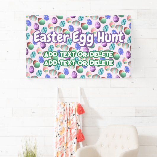 イースターパーティー卵狩りカラフルイースターエッグピンク 横断幕 (インサイチュ)