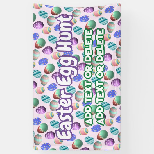 イースターパーティー卵狩りカラフルイースターエッグピンク 横断幕 (縦)