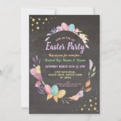 イースターパーティー卵花パーティーピンク招待状 招待状 (正面)