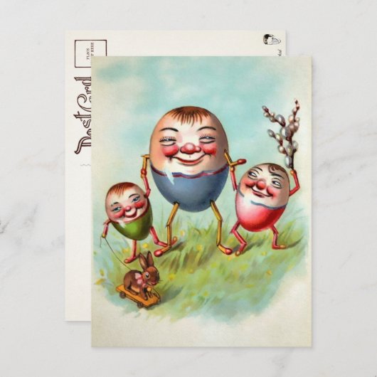 イースタービクトリアンエッグ家族はがき ポストカード (正面/裏面)