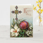 イースタービクトリアンカード – イースタークロス&エッグ カード (黄色い花)