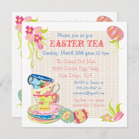 イースタービクトリアンティーブランチ招待状 招待状 (正面/裏面)