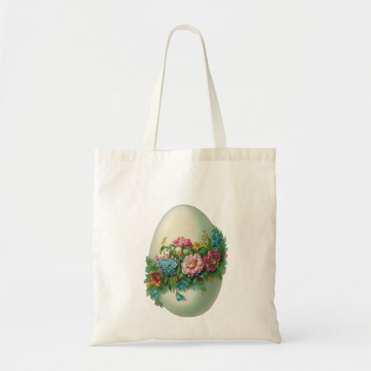 イースタービクトリアンフラワーエッグイースター卵狩り トートバッグ (正面)