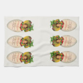 イースタービクトリアン、ヴィンテージの女の子と卵のボンネット キッチンタオル (横)