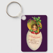 イースタービクトリアン、ヴィンテージの女の子と卵のボンネット キーホルダー (正面)