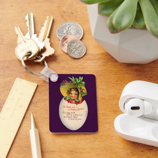 イースタービクトリアン、ヴィンテージの女の子と卵のボンネット キーホルダー (デスク)