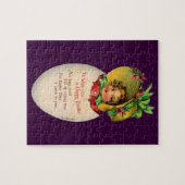 イースタービクトリアン、ヴィンテージの女の子と卵のボンネット ジグソーパズル (横)