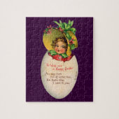 イースタービクトリアン、ヴィンテージの女の子と卵のボンネット ジグソーパズル (縦)