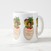 イースタービクトリアン、ヴィンテージの女の子と卵のボンネット ジャンボコーヒーマグカップ (正面右)