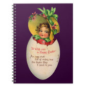 イースタービクトリアン、ヴィンテージの女の子と卵のボンネット ノートブック (正面)