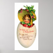 イースタービクトリアン、ヴィンテージの女の子と卵のボンネット ポスター (正面)