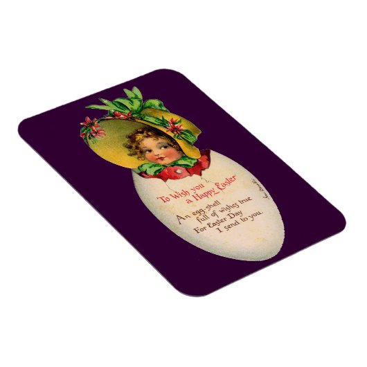 イースタービクトリアン、ヴィンテージの女の子と卵のボンネット マグネット (右側)