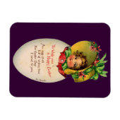 イースタービクトリアン、ヴィンテージの女の子と卵のボンネット マグネット (横)