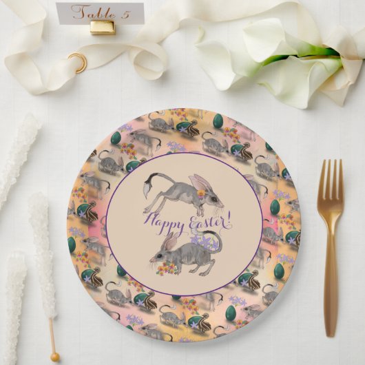 イースタービルビー&オーストラリアフラワーズハッピーイースター ペーパープレート (ウェディング)