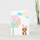 イースタービーグル犬からのハッピーイースター シーズンカード (正面)