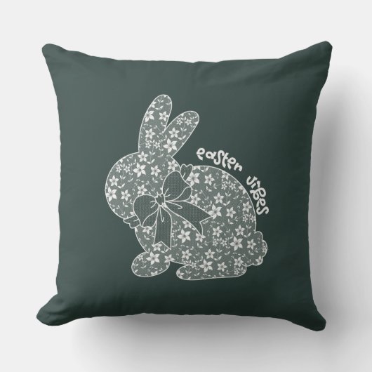 イースタービーブスホワイトレースバニーレースイヤーレース弓 クッション (正面)