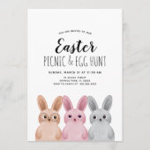 イースターピクニックと卵の狩りパーティーとベビー 招待状 (正面)