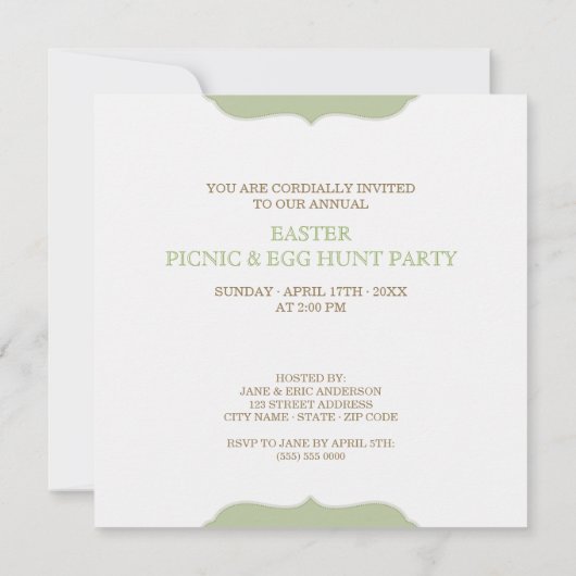 イースターピクニックエッグ狩りパーティの招待状 招待状 (裏面)