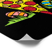イースターピザスライスバニー耳おもしろいスナック食べ物愛好家 ポスター (角)
