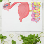 イースターピンクのフラミンゴ キッチンタオル (折り畳み)