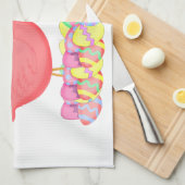 イースターピンクのフラミンゴ キッチンタオル (四つ折り)