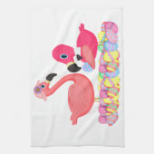 イースターピンクのフラミンゴ キッチンタオル (縦)