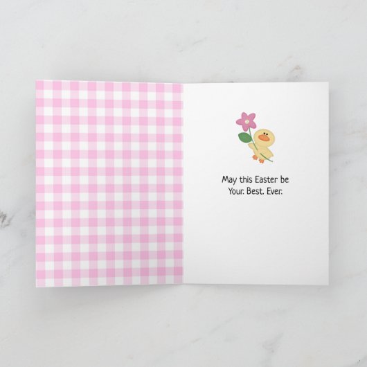 イースターピンクの雛とギンガムエッグシェル シーズンカード (内部)