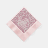 イースターピンクバニーラビットとベビーパステルフローラ 縁ありカクテルナプキン (角)