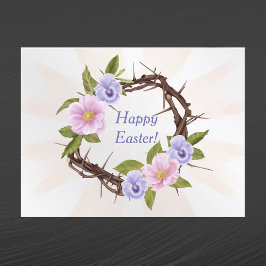 イースターピンクパープルフローラクラウンソーズ シーズンポストカード