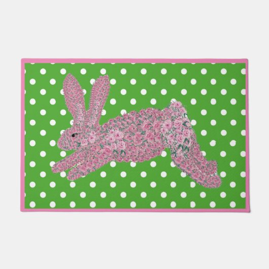 イースターピンクローゼバニーラビットドオーマド ドアマット (正面)