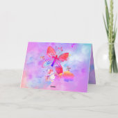 イースターピンク紫色の水の色の蝶のクロスカード カード (裏面)