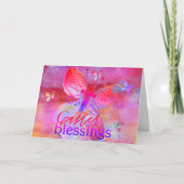 イースターピンク紫色の水の色の蝶のクロスカード カード (正面)